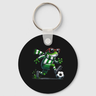 Funny Soccer Frog Animal Graphic Frog Playing Socc Keychain