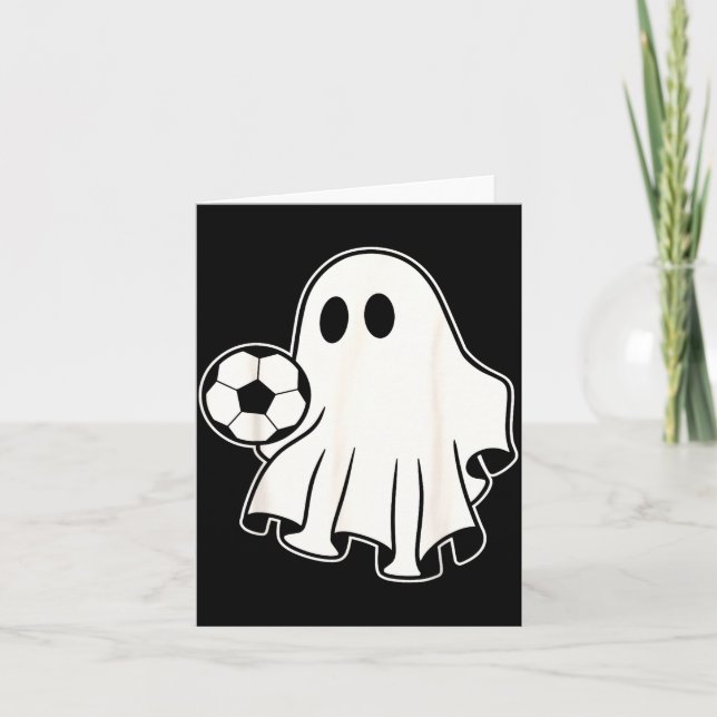 Funny Soccer Ghost Playing Soccer Lovers Halloween Card (Front)
