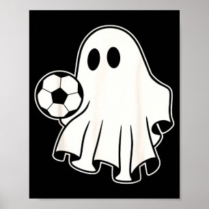 Funny Soccer Ghost Playing Soccer Lovers Halloween Poster
