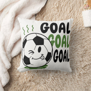 Funny Soccer Goal Shirt Cute Football Ball Cartoon Throw Pillow
