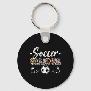 Funny Soccer Grandma Leopard Pattern Grandma Socce Keychain