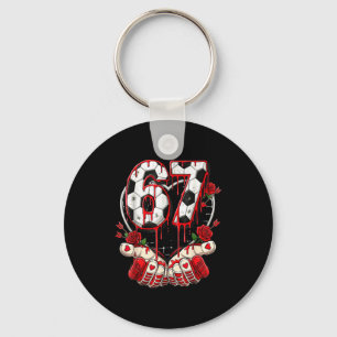Funny soccer heart 67 six seven valentine meme keychain