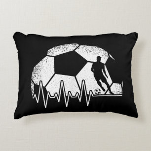 Funny Soccer Heartbeat Soccer Player Accent Pillow