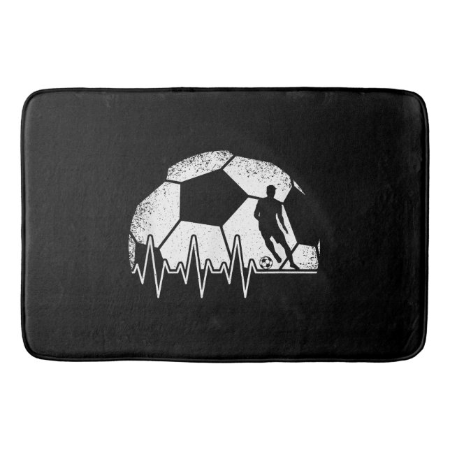 Funny Soccer Heartbeat Soccer Player Bath Mat (Front)
