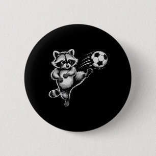 Funny Soccer Ll Raccoon Kick Win Game Hair Don't C 2 Inch Round Button