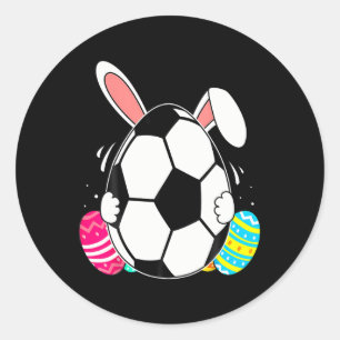 Funny Soccer Ll With Bunny Ears Easter Day Men Boy Classic Round Sticker