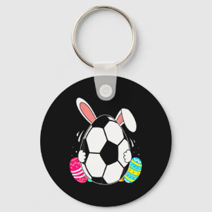 Funny Soccer Ll With Bunny Ears Easter Day Men Boy Keychain