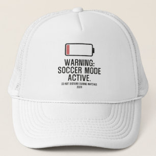 Funny Soccer Mode Active Low Battery Distressed Trucker Hat