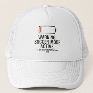 Funny Soccer Mode Active Low Battery Distressed Trucker Hat