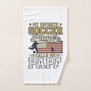 Funny Soccer Papa Vintage Shirt Design_1 Hand Towel