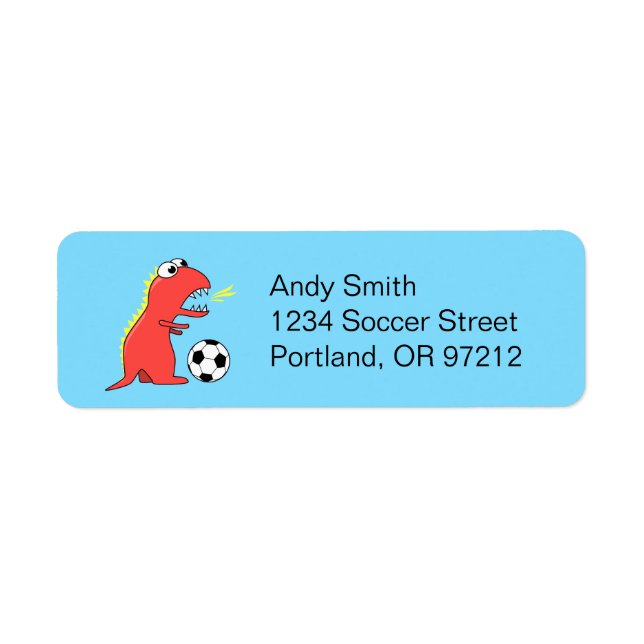 Funny Soccer Player Cartoon Dinosaur (Front)
