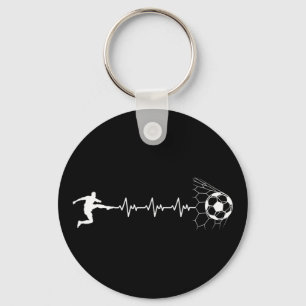 Funny Soccer Player Heart Pulse Graphic Sport Foot Keychain