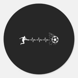 Funny Soccer Player Heart Pulse Graphic Srt Footba Classic Round Sticker
