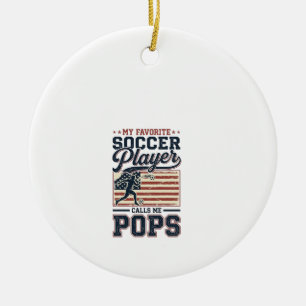 Funny Soccer Pops Vintage Engraving Shirt Design_1 Ceramic Ornament