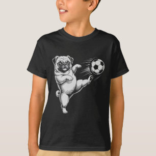 Funny Soccer Pug Dad Dog Play Club Goal Kids Game  T-Shirt