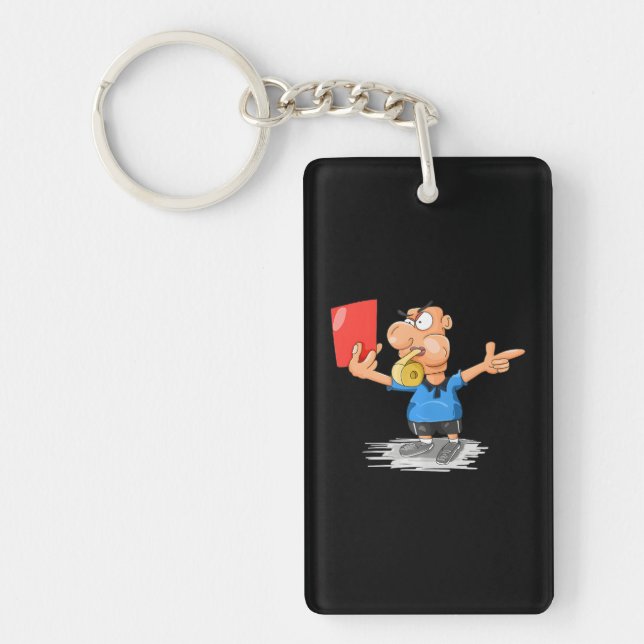 Funny Soccer Referee Red Card Keychain (Front)
