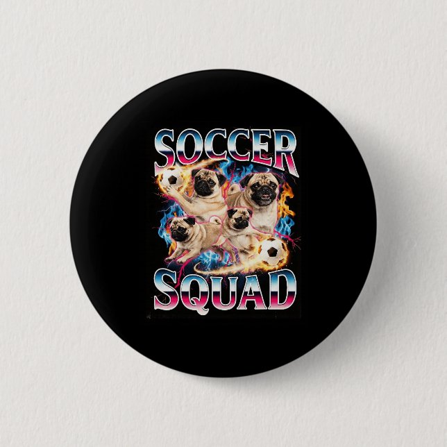 Funny Soccer Squad Retro Dog Meme Cool Brainrot Bo 2 Inch Round Button (Front)
