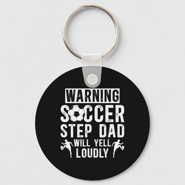 Funny Soccer Step-dad Of A Soccer Player Step-fath Keychain (Front)