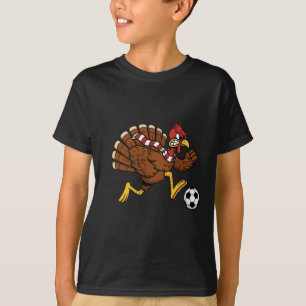 Funny Soccer Turkey Dribble Goal Boys Thanksgiving T-Shirt