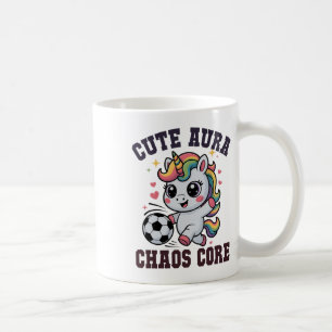 Funny Soccer Unicorn Cute Aura Chaos Core Winning Coffee Mug