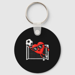 Funny Soccer Valentines Day Heart Boys Mens Sports Keychain