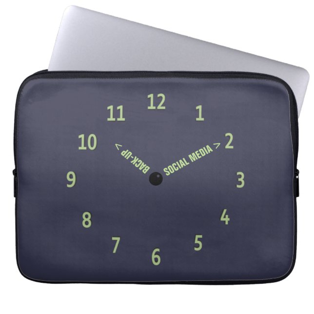 Funny Social Media Back-up Imaginary Clock Laptop Sleeve (Front)