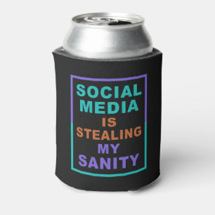 Funny “Social Media” custom monogram can cooler