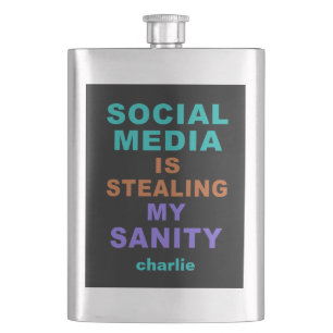 Funny “Social Media” custom name flask