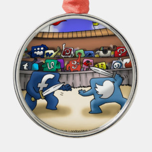 Funny Social Media Wars Metal Ornament