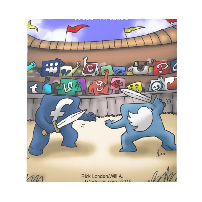 Funny Social Media Wars Notepad (Front)