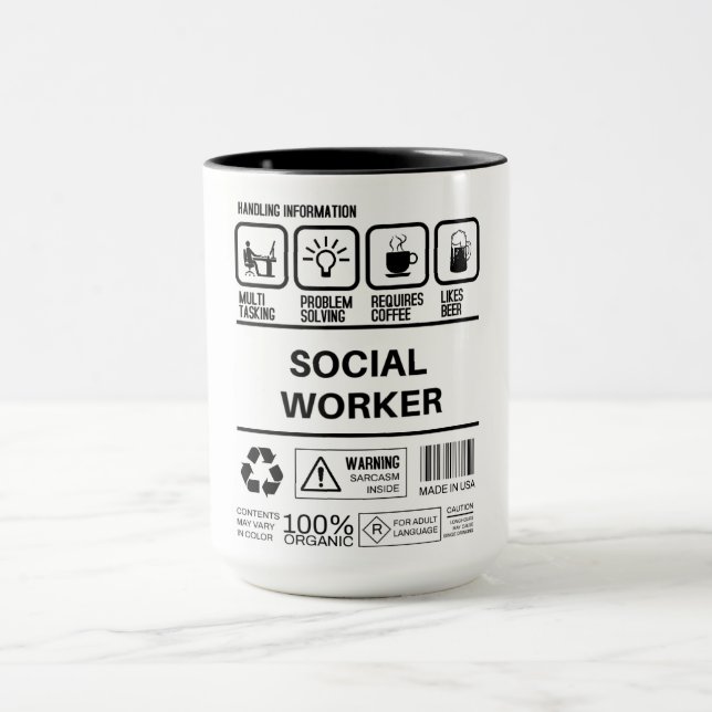 Funny Social Worker Handling Information Mug (Center)