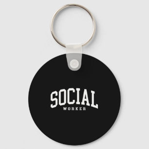 Funny social worker retro school social worker keychain