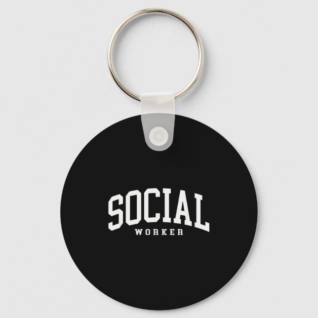 Funny social worker retro school social worker keychain (Front)