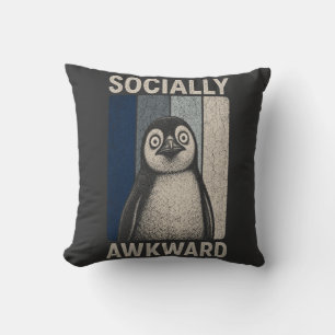 Funny Socially Awkward Penguin Retro Humour Throw Pillow