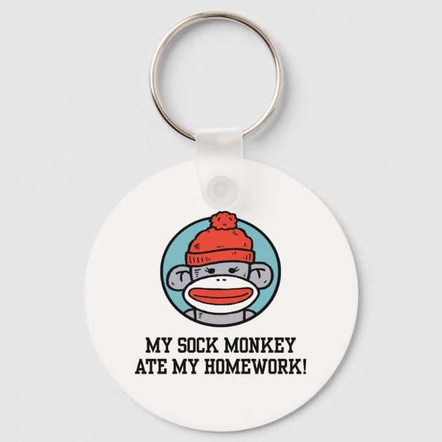 Funny Sock Monkey Keychain (Front)