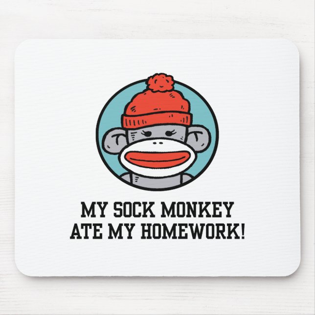 Funny Sock Monkey Mouse Pad (Front)