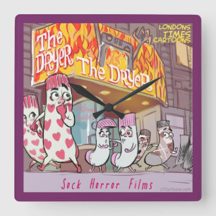 Funny Socks Horror Film Square Wall Clock