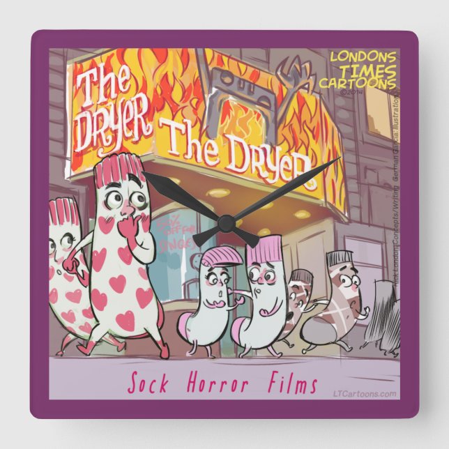 Funny Socks Horror Film Square Wall Clock (Front)