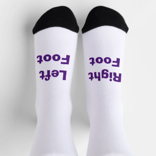 FUNNY! Socks - Left foot Right Foot - Purple