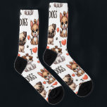 Funny Socks with I Love Dogs , Adorable Pet Lover<br><div class="desc">Walk around in style and comfort while showing off your love for man's best friend! These adorable crew socks feature a seamless, repeating pattern of cute cartoon puppy faces (including Maltese, Chihuahua, and Corgi styles), cheerful hearts, and playful dog paw prints. The design also incorporates the sweet "I ♥ DOGS"...</div>