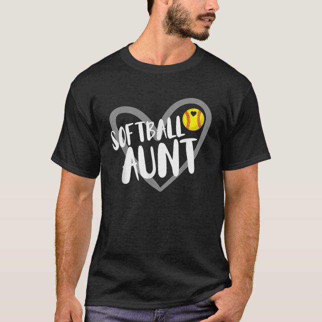Funny Softball Aunt Heart T-Shirt (Front)
