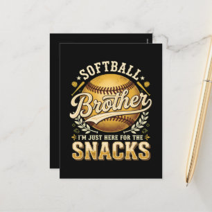 Funny Softball Brother Snacks Sports Holiday Postcard