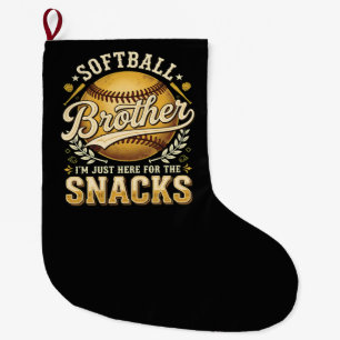 Funny Softball Brother Snacks Sports Large Christmas Stocking