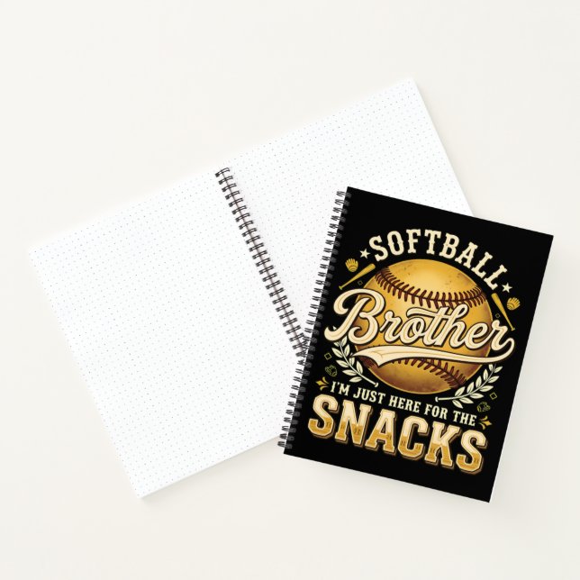 Funny Softball Brother Snacks Sports Notebook (Inside)