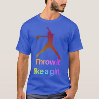 Funny Softball Player Girls Youth Teens THROW LIKE T-Shirt