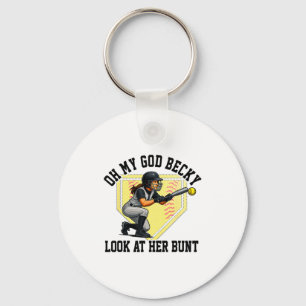 Funny Softball Quote Oh My God Becky Look At Her B Keychain