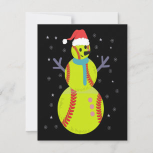 Funny Softball Snowman Christmas New Year Gift Card