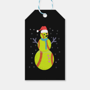 Funny Softball Snowman Christmas New Year Gift Gift Tags
