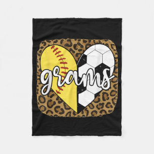 Funny Softball Soccer Grams Heart Leopard Fleece Blanket