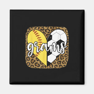 Funny Softball Soccer Grams Heart Leopard Magnet